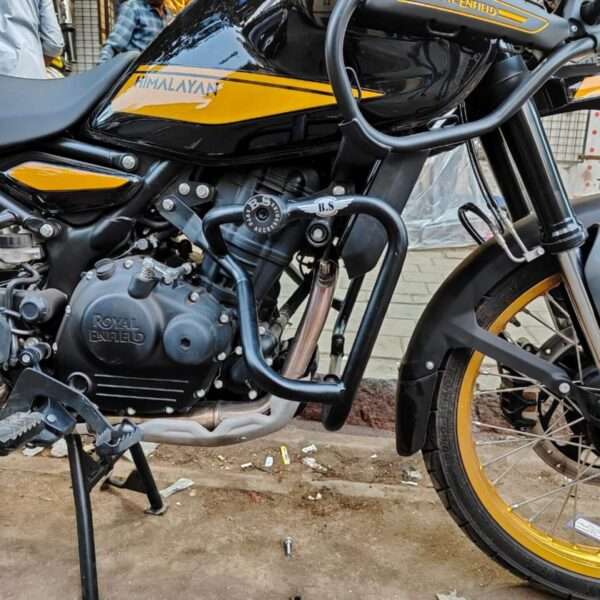 BS Auto Stainless Steel Crash Guard Leg Guard With Dual Sliders For Royal Enfield Himalayan 450 (Black)
