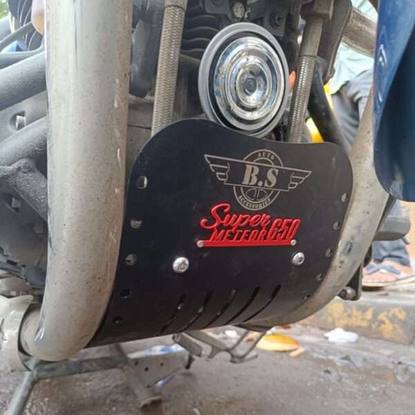 BS Auto Stainless Steel Engine Guard Base Plate Sump Guard For Royal Enfield Super Meteor 650 (Black)