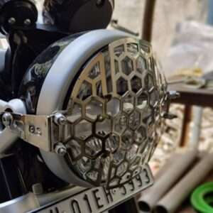 BS Auto Stainless Steel Hexagonal Pattern Type Headlight Grill For Royal Enfield Super Meteor 650 (Chrome)