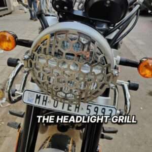 Stainless Steel Headlight Grill For Royal Enfield Super Meteor 650 (Silver)