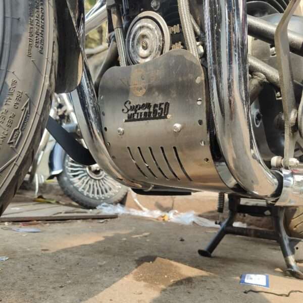 Sump Guard Engine Guard Base Plate For Royal Enfield Super Meteor 650 (Silver)