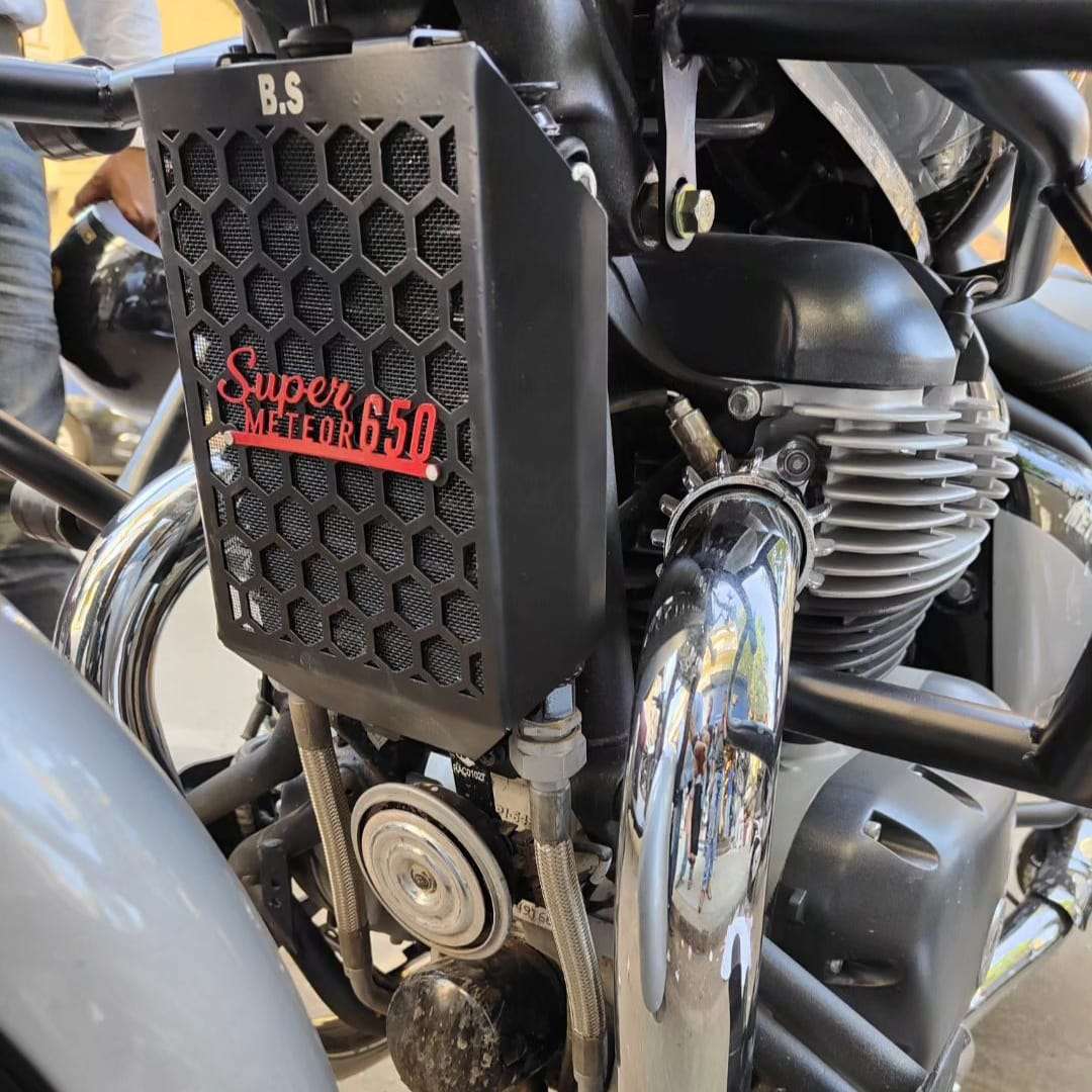 Stainless Steel Radiator Grill For Royal Enfield Super Meteor 650 (Black) Stainless Steel Radiator Grill For Royal Enfield Super Meteor 650 (Black)