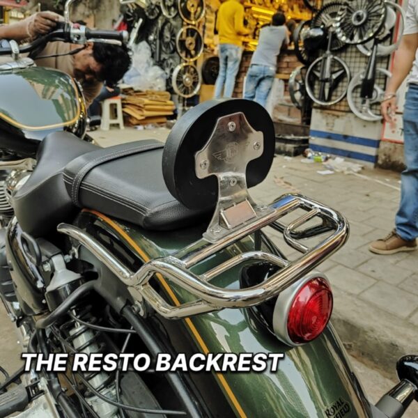 Stainless Steel Resto Backrest With Carrier For Super Meteor 650 (Silver)