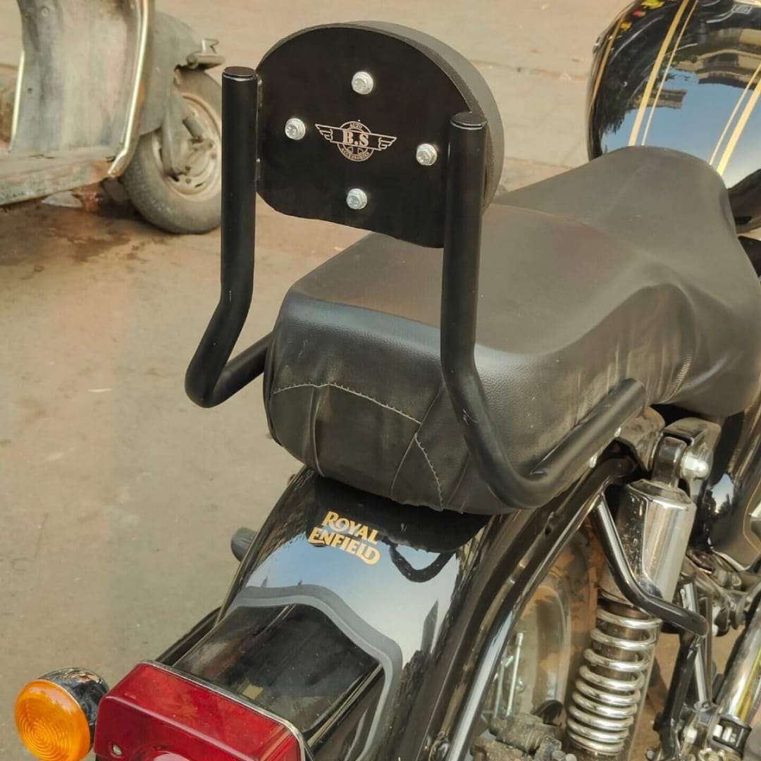 BS Auto Vintage Edition Stainless Steel Rust Free Backrest For Royal Enfield Classic 350 500 Standard Electra BS3 BS4 and Old BS6 Models BS Auto Vintage Edition Stainless Steel Rust Free Backrest For Royal Enfield Classic 350 500 Standard Electra BS3 BS4 and Old BS6 Models