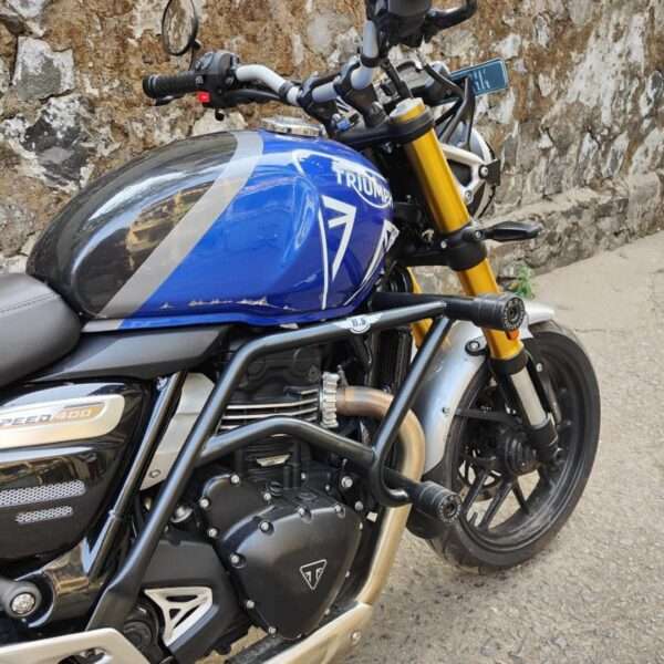 BS Auto rust-free stainless steel dual double sliders with crash guard leg guard for Triumph Speed 400