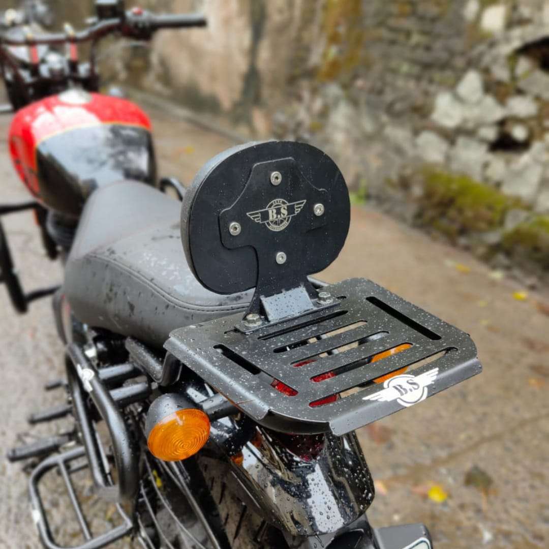 Backrest With Carrier Plate For Hunter 350 (Black) Backrest With Carrier Plate For Hunter 350 (Black)