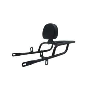 BS Auto Stainless Steel Long Pipe Type Backrest With Carrier For Royal Enfield Himalayan 411 (Black)
