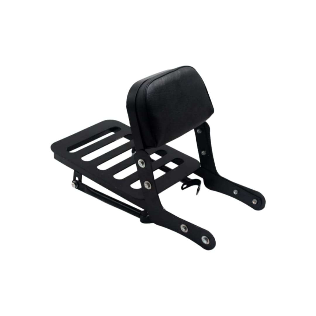 Comfort Cushion Backrest With Top Rack Carrier Plate For Royal Enfield Classic Standard Electra Classic Reborn (Black) Comfort Cushion Backrest With Top Rack Carrier Plate For Royal Enfield Classic Standard Electra Classic Reborn (Black)