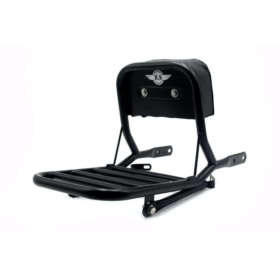 Stainless Steel Backrest With Touring Carrier For Royal Enfield (Black) Stainless Steel Backrest With Touring Carrier For Royal Enfield (Black)