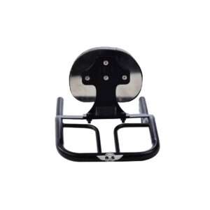 BS Auto Heavy-Duty Stainless Steel Backrest & Carrier – PU Cushion Round Design – Royal Enfield Classic Standard Electra