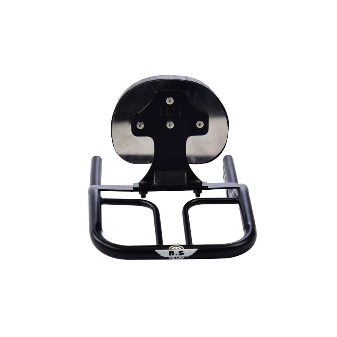 BS Auto Heavy-Duty Stainless Steel Backrest & Carrier – PU Cushion Round Design – Royal Enfield Classic Standard Electra BS Auto Heavy-Duty Stainless Steel Backrest & Carrier – PU Cushion Round Design – Royal Enfield Classic Standard Electra