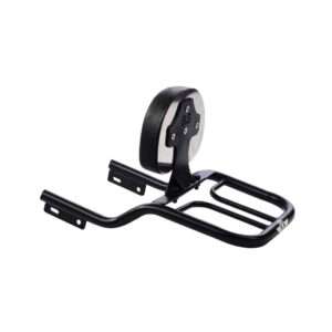 PU Round Backrest with Carrier in Stainless Steel – BS Auto Accessory for Royal Enfield Classic, Standard and Electra (Black)