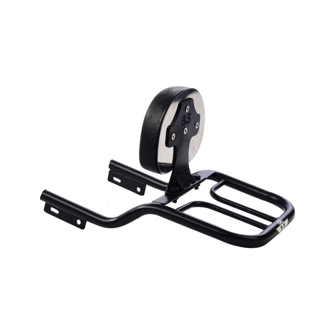 PU Round Backrest with Carrier in Stainless Steel – BS Auto Accessory for Royal Enfield Classic, Standard and Electra (Black) PU Round Backrest with Carrier in Stainless Steel – BS Auto Accessory for Royal Enfield Classic, Standard and Electra (Black)