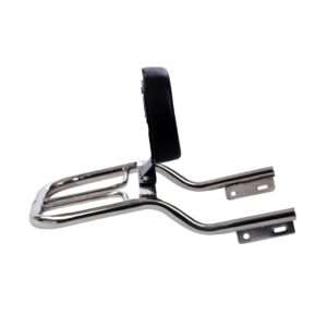 Stainless Steel Round PU Backrest with Carrier by BS Auto for Royal Enfield Classic, Standard, and Electra