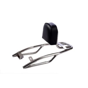 BS Auto Stainless Steel Harley Type Backrest with Small Carrier for Royal Enfield Classic Standard Electra (Chrome)