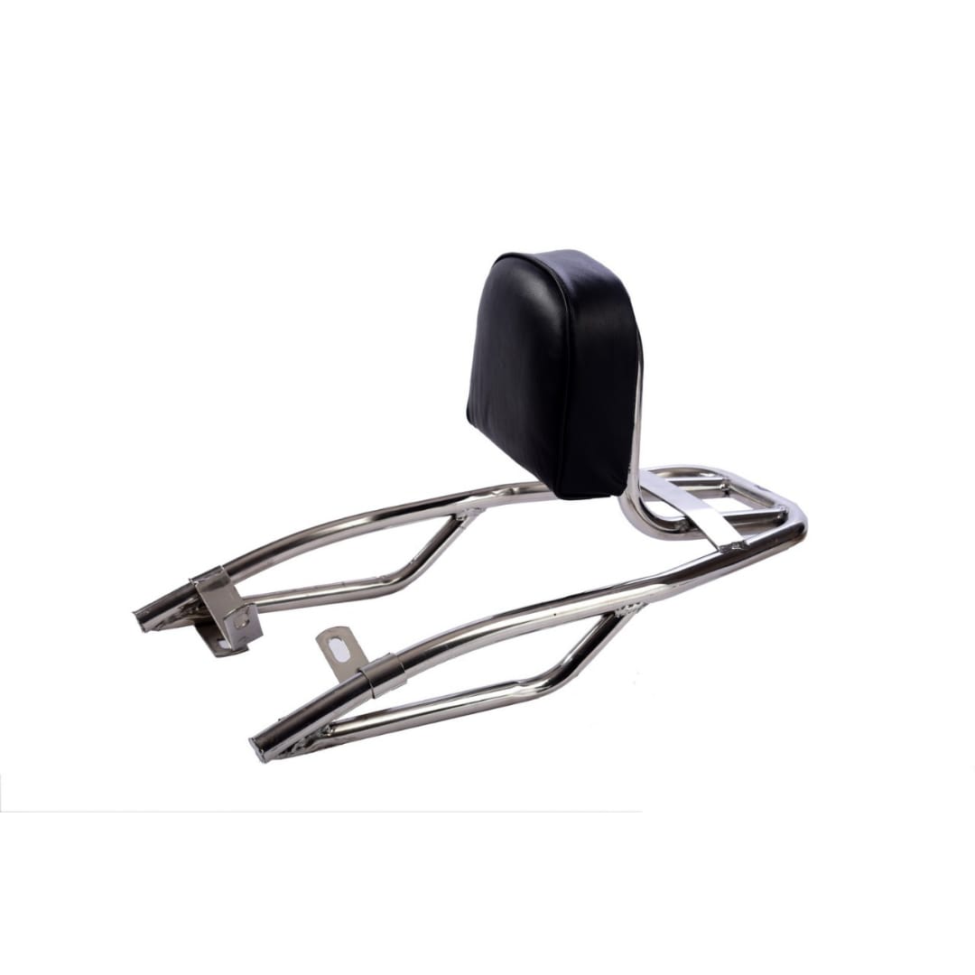 BS Auto Stainless Steel Harley Type Backrest with Small Carrier for Royal Enfield Classic Standard Electra (Chrome) BS Auto Stainless Steel Harley Type Backrest with Small Carrier for Royal Enfield Classic Standard Electra (Chrome)