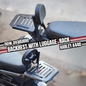 BS Auto Stainless Steel Backrest with Carrier For Harley Davidson X440 (Black)